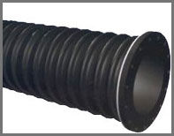 A drilling mud hose with a steel flange fitted at the end. A drilling mud hose with a steel flange fitted at the end.