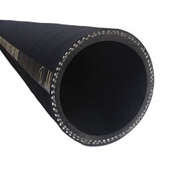 A large bore pneumatic hose seen end on, its braid showing as a ring around the bore. A large bore pneumatic hose seen end on, its braid showing as a ring around the bore.