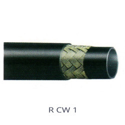 A car wash hose cut back to show the textile braid wound under its green cover. A car wash hose cut back to show the textile braid wound under its green cover.