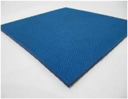 A blue insulating mat with a finely textured surface, laid flat. A blue insulating mat with a finely textured surface, laid flat.
