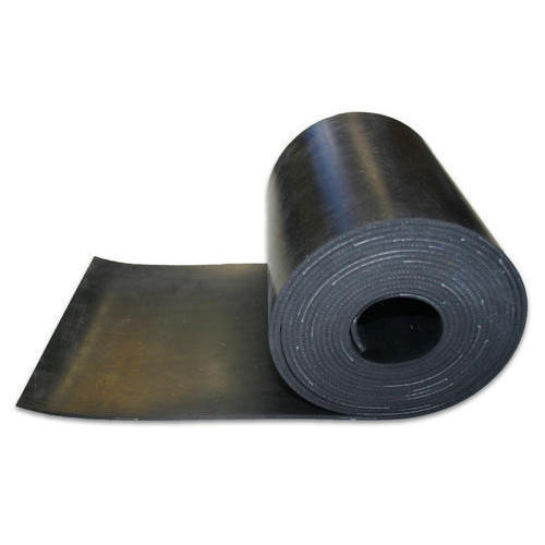A roll of skirting rubber part unwound, showing the thickness of the sheet.