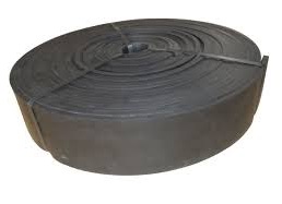 A coil of skirting rubber wound flat on itself.
