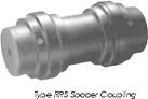 A spacer coupling drawn end to end and labelled Type RRS Spacer Coupling. A spacer coupling drawn end to end and labelled Type RRS Spacer Coupling.