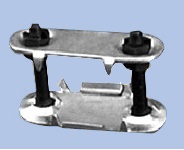 A Hawk type solid plate fastener, the two plates shown bolted together.