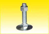 A Norway type elevator bolt with a long plain shank and a shallow head.